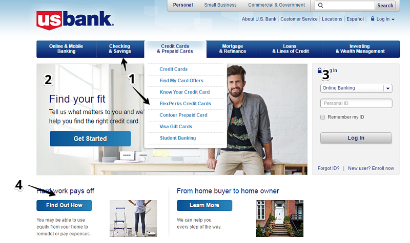 US Bank’s homepage