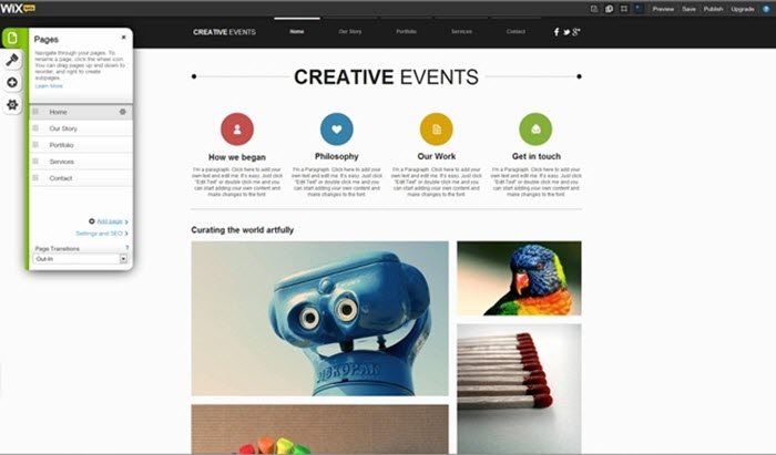 A typical website template