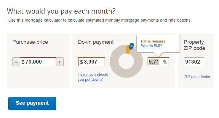 Bank of America’s credit calculator tool