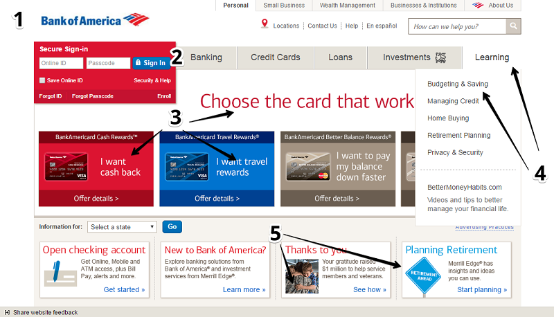 Bank of America’s homepage