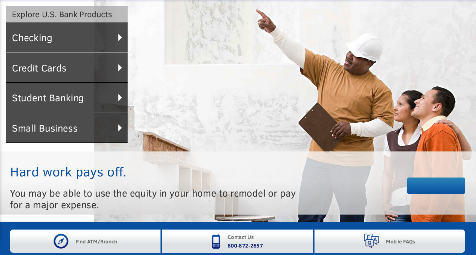 US Bank’s mobile web page